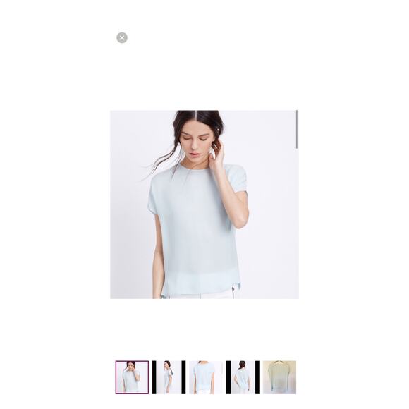 Vince Women's Linen & Silk with Leather Trim Light Blue Casual Shirt, Size XS - Picture 8 of 14